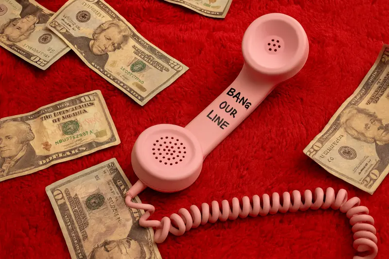 Overnight Success brand creative: a pink telephone on a red background